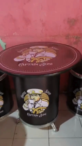 [KHUSUS PULAU JAWA] Set Kursi & Meja - Kursi Tong dan Meja Tong Duplex Custom Motif -  Cafe Kursi Teras