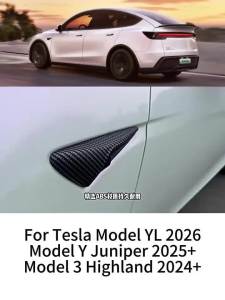 For Tesla Model YL Model Y Juniper 2026 Model 3 Highland ABS Carbon Pattern Side Camera Cover ABS Leaf Board Sticker Accessories