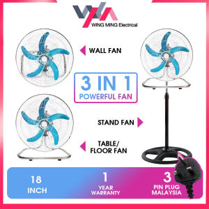 FUJIBIN FBS-20 20" Stand Fan / ELBA ESF-E1639TM(GR) 16" 5-Blade Stand Fan / SHUNYO SH-16SF / DAWA DW-1806 18" / DW-CF8 8" Clip Fan | Kipas Berdiri | Adjustable Height | Strong Wind | Quiet | Home Use | 3 Speed | Oscillating Fan