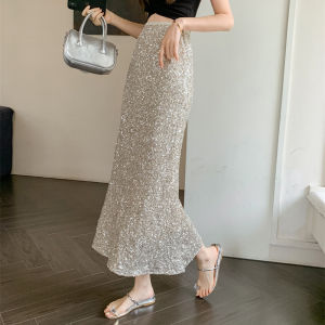 Fashionable High Waist A-Line Skirt with Sequins