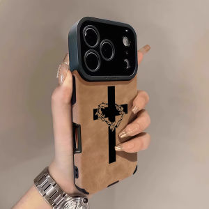 Potdemiel | Thorn Cross Flip Leather Phone Case for iphone 17 16 15 14 Plus 13 12 11 Pro Max X XR XS Cover Fashion Funda Cases