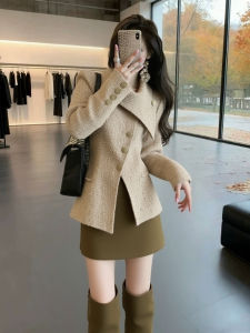 SHANGSHA | Autumn Stylish Elegant Unique Versatile Khaki Short Waist-Defining Jacket