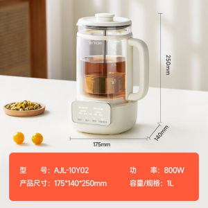 ankale带升降滤网双层防烫电热水壶多功能316不锈钢加热炖煮玻璃花茶壶1L