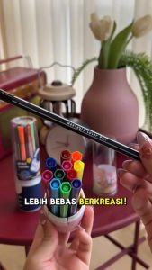 Aimilo Spidol Warna Warni 1 Set Hexagonal Watercolor Marker Pen Stabilo Pastel 12/24/36/48 Warna