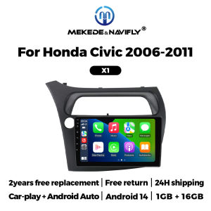 MEKEDE Android 14 Car Radio Multimedia Player For Honda Civic Hatchback 2006-2011 Wireless Carplay Auto Intelligent Car System