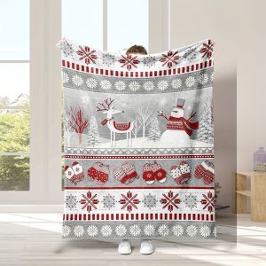 VIKAMA Christmas Snowman Elk Carpet Snowman Soft and Non shedding Hair Christmas Decorative Knee Blanket
