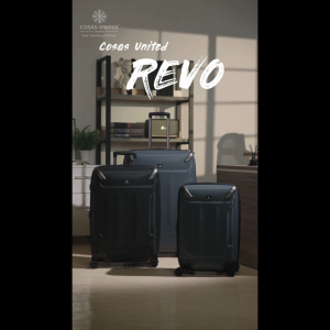 Cosas United CU503 Revo Series Hardcase Luggage 20"/24"/28" Jet Black/Steel Blue Grey