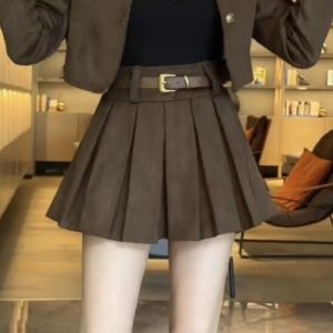 Fall Fashion Set Short Poodle Skirt Womens Style Outerwear Elegant Short Pleated Skirt Two-Piece Set Business Commute Style