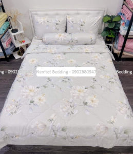 ✅ƯU ĐÃI LỚN🍁 Trọn bộ chăn ga lụa tencel 60S cao cấp siêu mát thoáng bộ 5 4 món gồm mền chần bông đủ size Nệm Tốt