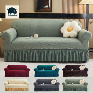 1pc Jacquard Waterproof Sofa Slipcover Non-slip Stretch Sofa Cover Skirt Couch Cover for Bedroom Living Room Decor