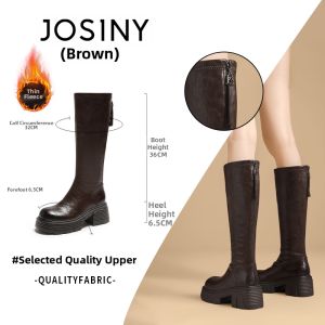 Josiny | Brown Thick Soled Faux Fur Long Boots