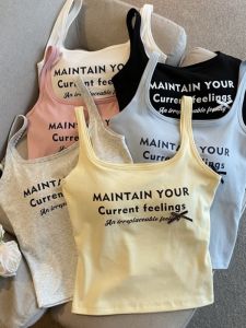 GUZILIAN | Spicy Girl Letter Print Halter Neck Vest Women Summer Design Backless Crop Top Strapless Sleeveless Top With Chest Pad