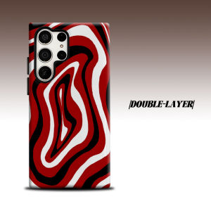 Red Black White Swirl For Samsung Galaxy S26 S25 S24 A56 A36 Dual Layer Luxury Fashion Full Lens Protective Case