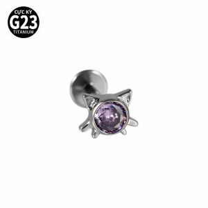 Bông Tai Khuyên Tai Bằng Titan CZ Hình Mèo Nhiều Màu Sắc 16G Ren Trong Dành Cho Helix Tragus Trang Sức Xỏ Khuyên Thời Trang Phụ Kiện Zircon Cubic.