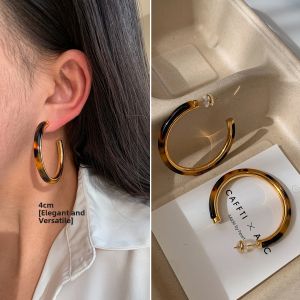 CAFFTI | Silver Vintage Tortoiseshell Leopard Print Hoop Earrings