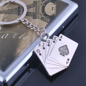 Zeemin Personality Keychain Royal Flush Poker Playing Card Keyring Metal Gifts Key Chain Charm Jewelry For Men Car Accessories S022