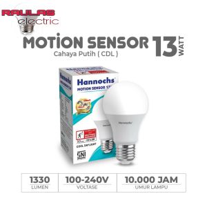 Led Hannochs Motion Sensor 13 Watt - Lampu Led Hannochs Sensor Gerak Cahaya Putih