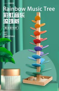 [❤MSIA READY STOCK❤ ] Montessori Upgraded Thickened Base Rainbow Sounding Nature Wooden Tree Marble Ball Run Track Toy