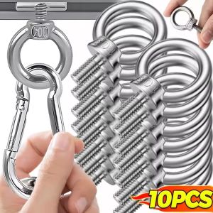 10Pcs Lifting Eye Bolts Stainless Steel Eye Bolt Nuts Screw Ring Eyebolt Ring Wire Rope Fixing Bolt Screw Heavy Duty Hole Hooking Nut