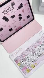 Aizoypro Universal Bluetooth Keyboard Mouse Wireless For Tablet Laptop Slim Keyboards & Mice Light Portable Thin Cartoon cute Girls