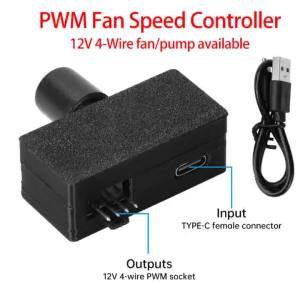 DC 12V PWM Speed Controller 4-Pin Fan Speed Controller Type-C Power Supply DIY Water-cooling Cooling Pulse Width Modulation