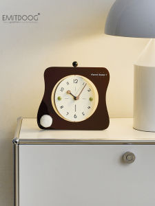 Emidoo New Desktop Clock Decorative Items for Study Bedroom Living Room TV Cabinet Wine Cabinet Creative Timepiece Wooden Handmade