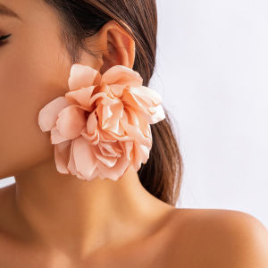 Ingemark | Ingemark Exaggerated Large Fluffy Fabric Flower Stud Earrings for Women Elegant Petal Earring Trendy Y2K Jewelry Wed Accessories