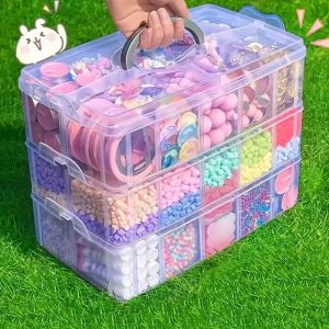 Stackable 3-Tier Plastic Storage Box Adjustable Compartment Toy Container Clear Jewelry Sundries Organizer Home Storage Supplies