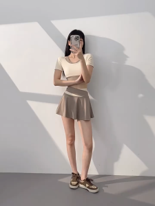 2 In 1 Women Sports Skirt Running Fitness Skirt Lined High Waist Tennis Golf Yoga Workout Bottoms