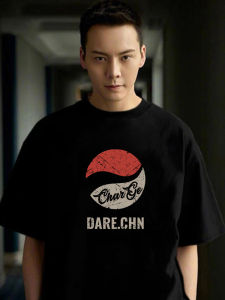 Loose Fit Pure Cotton Short Sleeve Mens T-shirt Summer Base Layer Shirt Casual Breathable round Neck Print Dare Charge