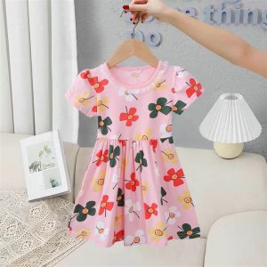 คลินิก 4-6 ปี พร้อมส่งแฟชั่นฤดูร้อนชุดเด็กผู้หญิงผ้าฝ้ายแท้ลายดอกไม้ ชุดเด็กผู้หญิง