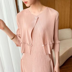(Chỉ Có Áo Khoác) Áo Khoác Cardigan Phong Cách Nữ Cổ Điển Khâu Đi Lại Cá Tính Xếp Li 6822