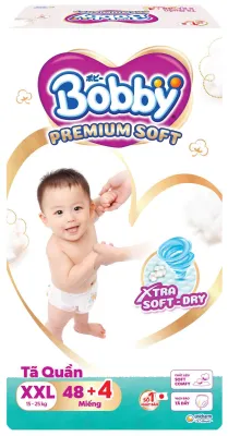 (Kèm Quà) Tã Bỉm Quần Bobby Premium Soft Chính Hãng Công Nghệ Nhật Bản Mỏng Thấm Hút Nhanh Chống Hăm Hiệu Quả M64/L60/ XL56/XXL52.