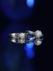 LOVETIA Cincin Berlian Moissanite S925 0.5CT Sterling Silver Cincin Pasangan Sertifikat GRA XJA013