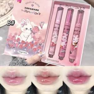 【ReadyStock】Gege Bear果冻唇釉镜面口红Solid Lip Gloss Hydrating Fine Shimmer Moisturizing Lipstick Set Jelly Lipstick Gincu Murah