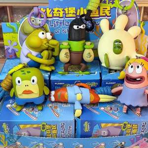 52TOYS | Cartoons Series Little Citizens Of Bikini Bottom Blind Box Modeling Cute Keychain Toy Decoration Mystery Box Periphery Fun Gifts
