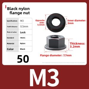 BAIRUITE | Nylon Flange Nut Hex Anti-Slip Washer Locking Plastic Screw Cap