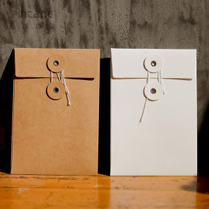 Creative Vertical Leather Tied Thickened Archive Bag Simple Retro Design Document Storage Envelope Organization Business Grade