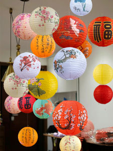Chinese Style Handheld Paper Lanterns Festive Decorations Red Color New Year Atmosphere Hanging Ornaments Scenic Props Lanterns