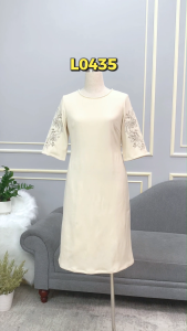 Đầm thiết kế thời trang trẻ trung nhã nhặn chất liệu Chéo Nhung co giãn nhẹ DD4L0435 Thời trang Thiều Hoa