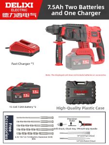 DELIXI Electric | Cordless Brushless Hammer Drill Concrete Power Lithium