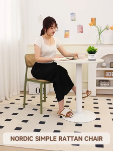 Nordic Rattan Chair Home Dining Chair Plastic Chair Stackable Thick Back Chair