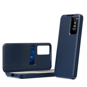 Leather Windows Card Slot Holder Phone Case for Samsung S25 Edge S24 S26 Ultra S23 S22 Plus A55 A56 A17 Wallet Protective Cover
