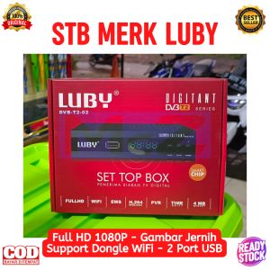 Set TV Digital Luby DVB-T2 1080 Full HD TV Digital Receiver 4MB - STB Bisa Wifi Yutub - Alat Penangkap Siaran TV Digital - STB TV Digital Full HD 1080P - Gambar Jernih Support Dongle WiFi - 2 Port USB - bisa COD