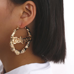 Ingemark | Exaggerated Large Geometric Circle Pendant Earrings for Women Punk Retro Hollow Out Letter Drop Earrings Party Jewelry Accessory