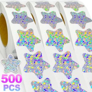 500Pcs/roll Glitter Star Stickers DIY Gifts Sealing Labels Scrapbooking Kids Laser Star Reward Sticker Birthday Party Decoration