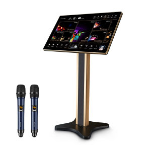 inandon 21.5" HD 4-in-1 Home Karaoke Set System with Mic – 500G HDD Karaoke Touch Screen Jukebox + Digital Mixer + Dual UHF Wireless Mics Premium KTV Set for Family & Party Fun