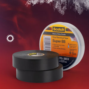 3M | 3M Super 88 Electrical Tape Professional-Grade PVC Electrical Insulation Tape High Temp Flame-Retardant UV-Resistant