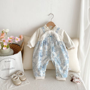 Autumn Winter Baby Girl Clothes Cotton Romper Chinese Style Kimono One Year Old Birthday Ceremony Clothes Winter New Year Visit