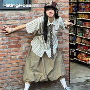 HetingHOME | Hetinghome Summer Trendy Brand Womens Skirt Loose Elastic Waist Wide Leg Pants Casual Youthful Style Polyester Fiber